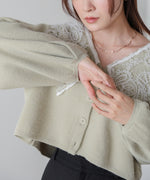 レース衿付きショートニットカーディガン