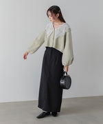 レース衿付きショートニットカーディガン