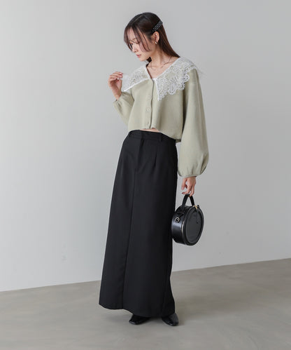 レース衿付きショートニットカーディガン