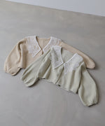 レース衿付きショートニットカーディガン