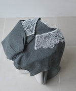 レース衿付きショートニットカーディガン