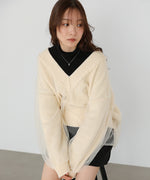 リバーシブルチュールレイヤードニット