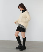 リバーシブルチュールレイヤードニット