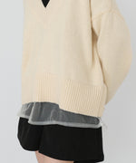 リバーシブルチュールレイヤードニット