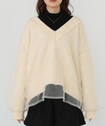 リバーシブルチュールレイヤードニット