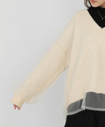 リバーシブルチュールレイヤードニット