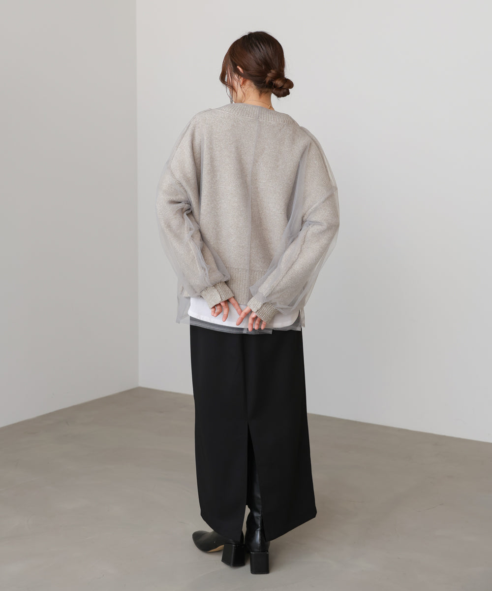 リバーシブルチュールレイヤードニット