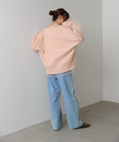 リバーシブルチュールレイヤードニット