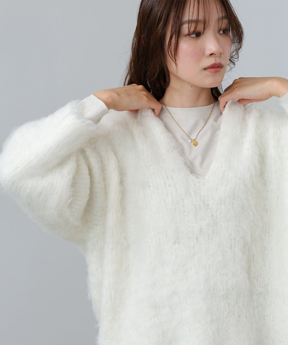 インナーセットキーネックケガキニットトップス