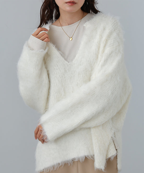 インナーセットキーネックケガキニットトップス