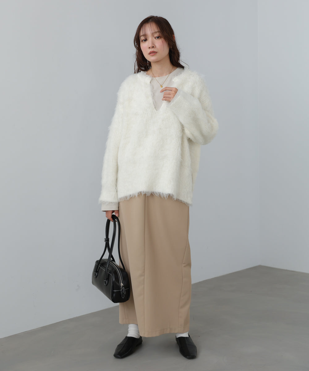 インナーセットキーネックケガキニットトップス