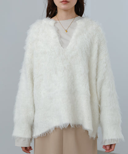 インナーセットキーネックケガキニットトップス