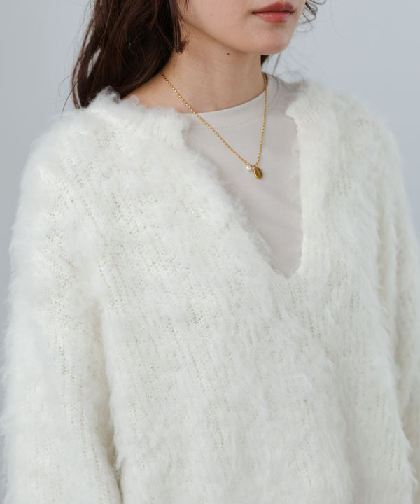 インナーセットキーネックケガキニットトップス