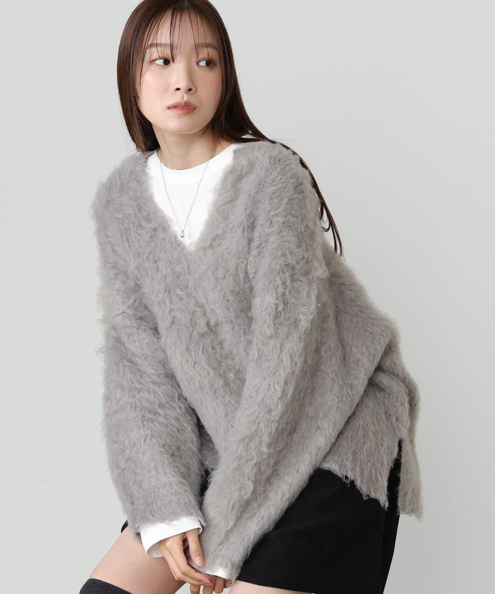 インナーセットキーネックケガキニットトップス