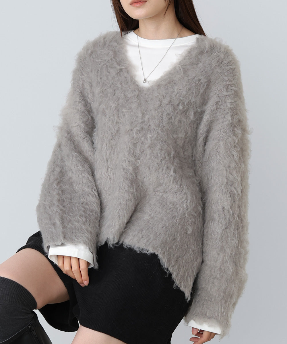 インナーセットキーネックケガキニットトップス