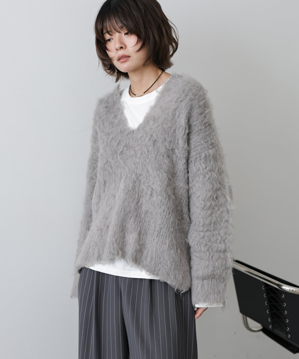 インナーセットキーネックケガキニットトップス