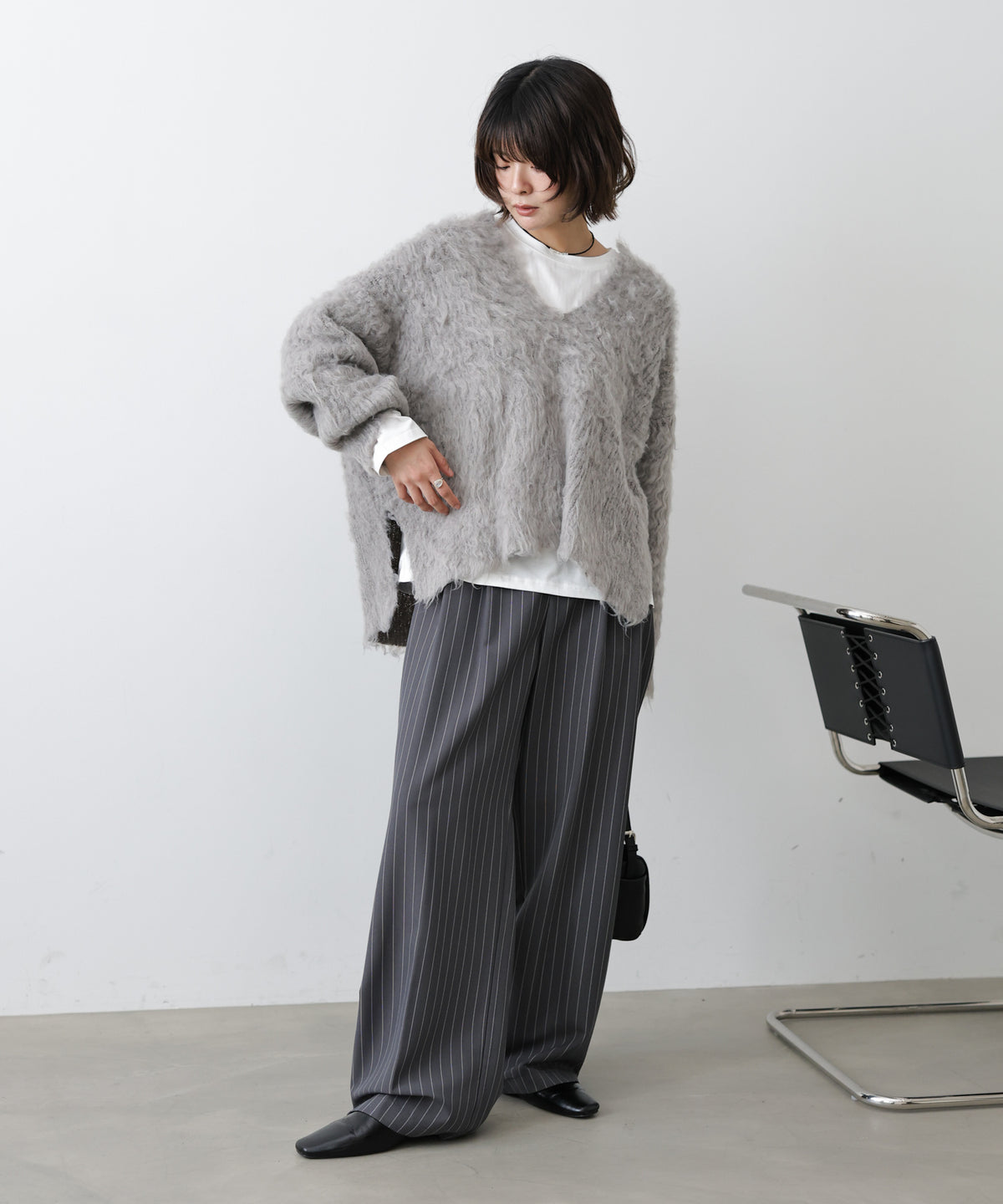 インナーセットキーネックケガキニットトップス