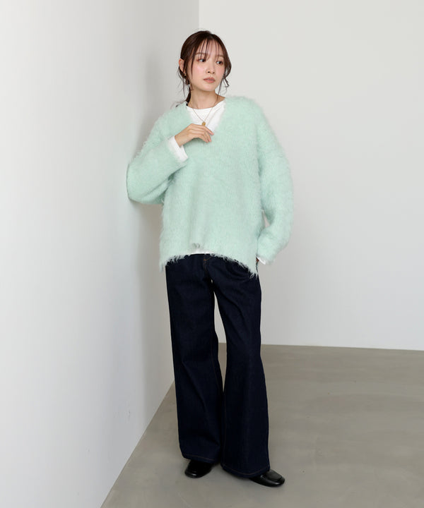 インナーセットキーネックケガキニットトップス