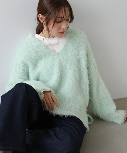 インナーセットキーネックケガキニットトップス