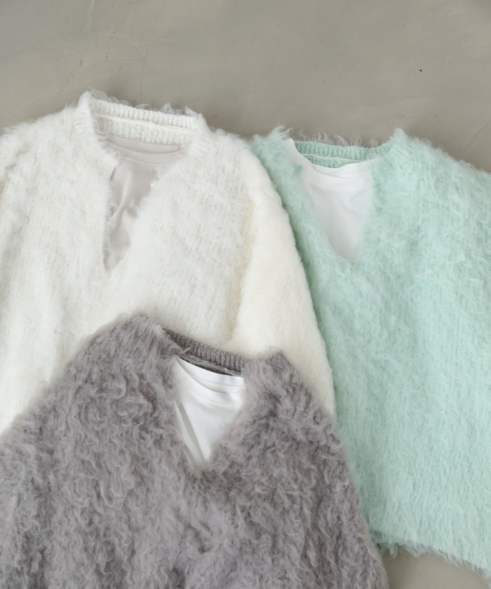 インナーセットキーネックケガキニットトップス