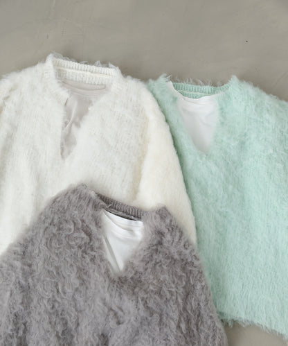 インナーセットキーネックケガキニットトップス