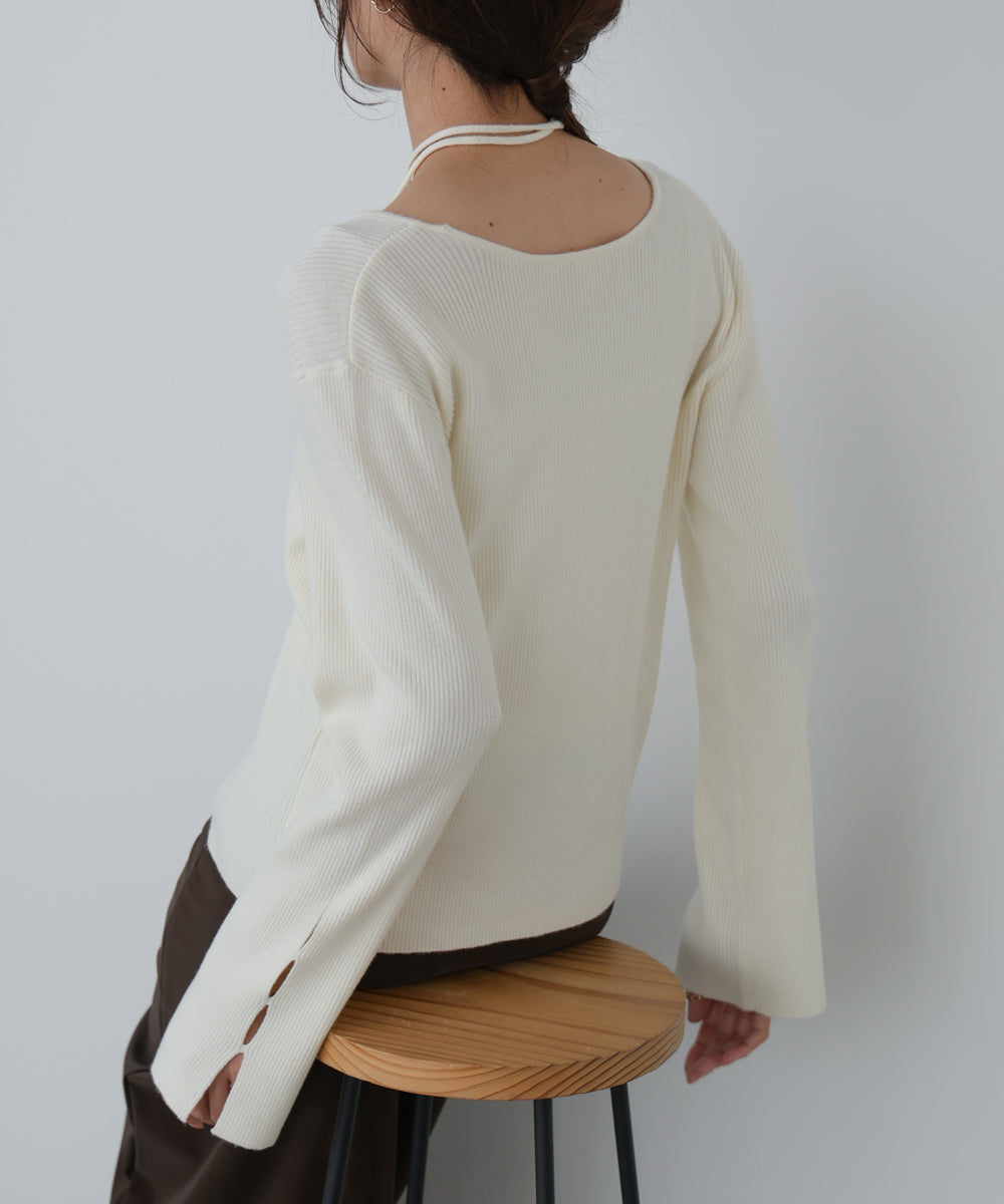 スリットニットトップス