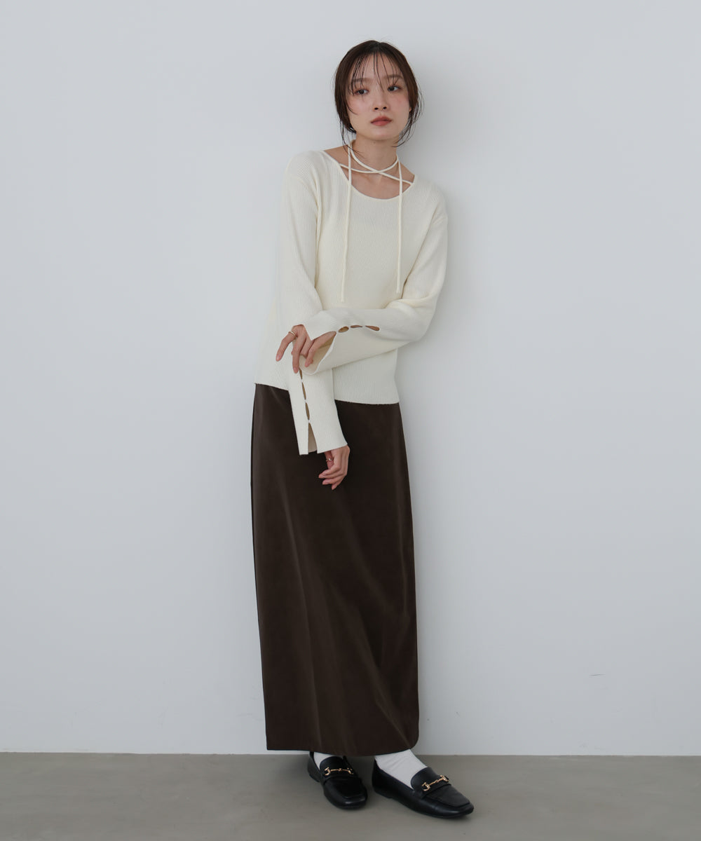 スリットニットトップス