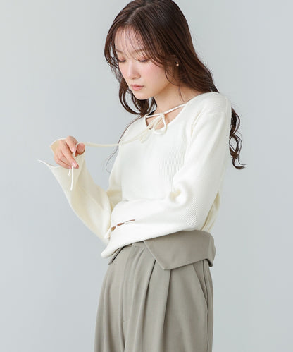 スリットニットトップス