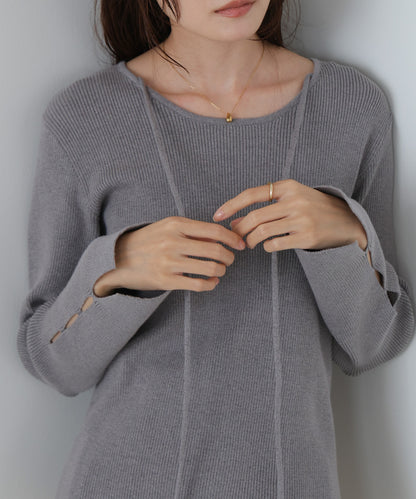 スリットニットトップス