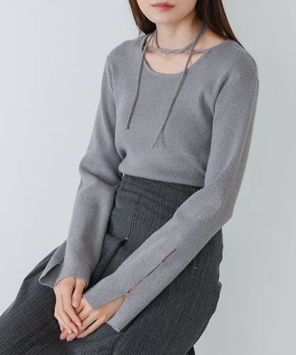 スリットニットトップス