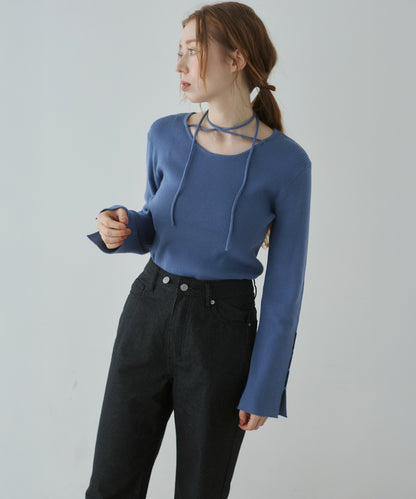 スリットニットトップス