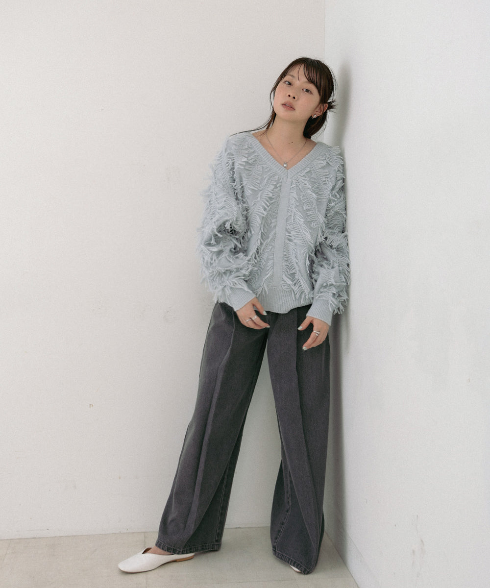 前後2WAYシャギーニットトップス