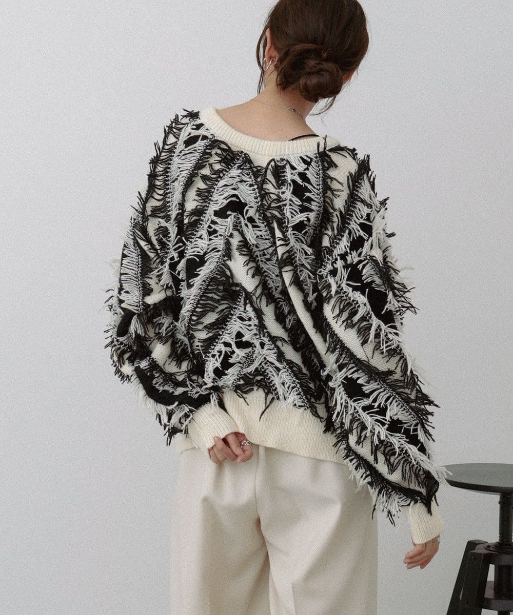 前後2WAYシャギーニットトップス