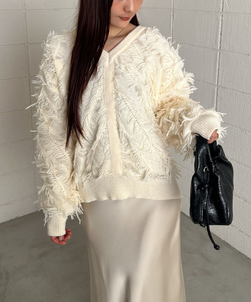 前後2WAYシャギーニットトップス