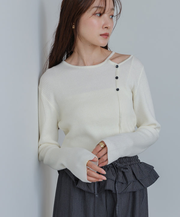 ショルダースリットニットトップス