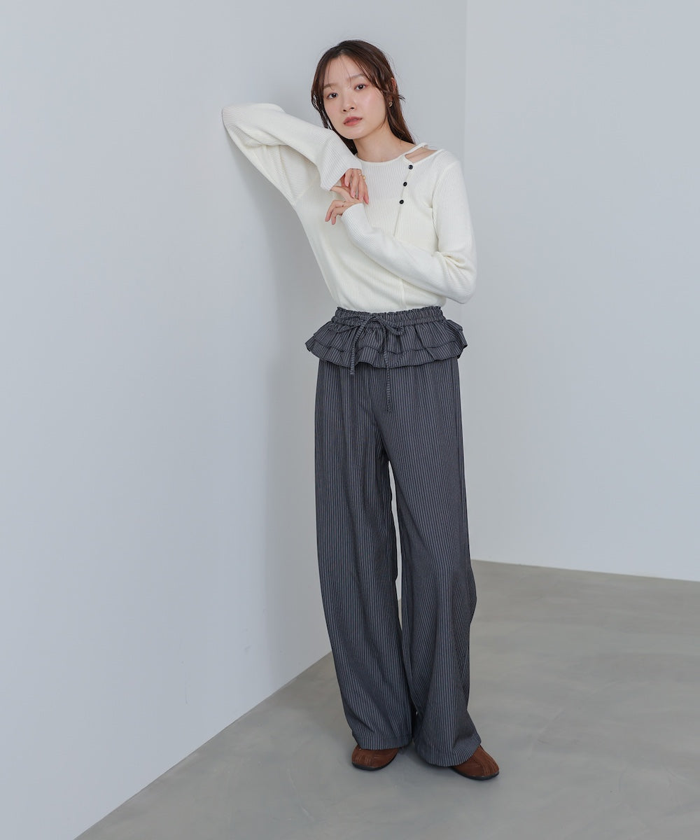 ショルダースリットニットトップス