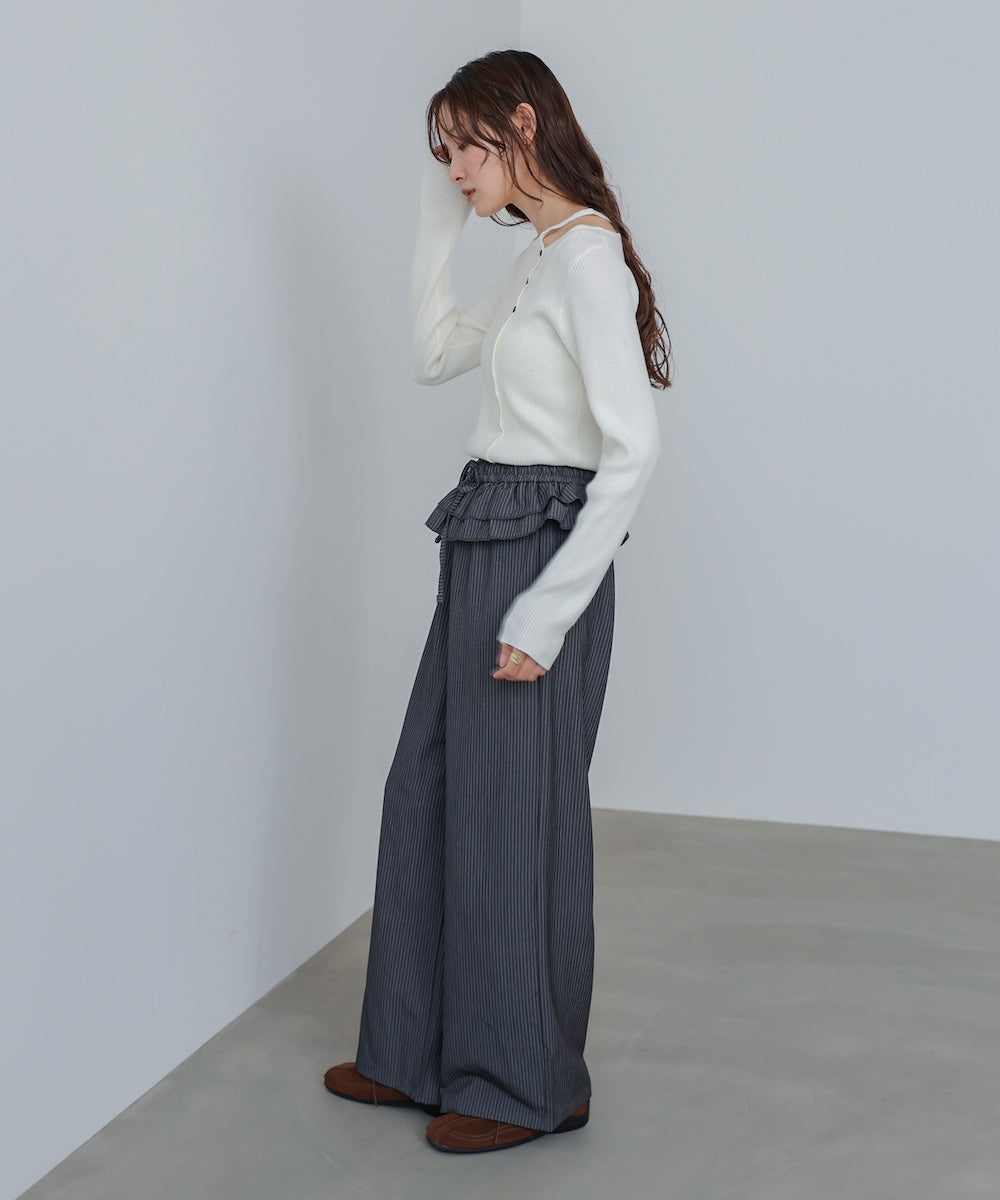 ショルダースリットニットトップス