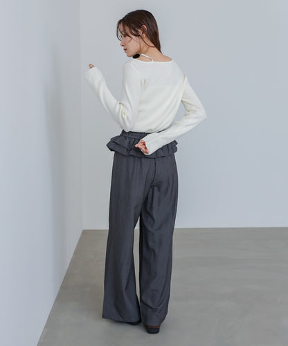 ショルダースリットニットトップス