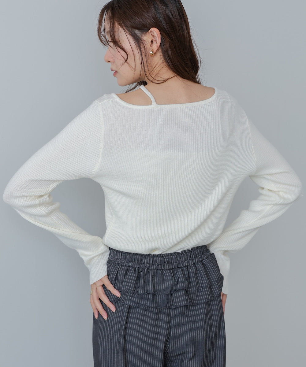 ショルダースリットニットトップス