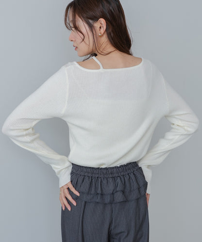 ショルダースリットニットトップス