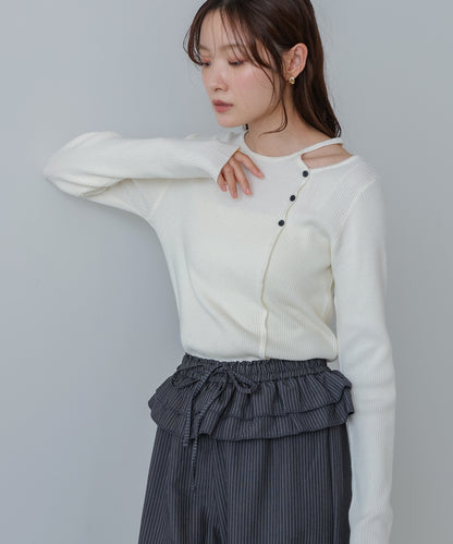 ショルダースリットニットトップス