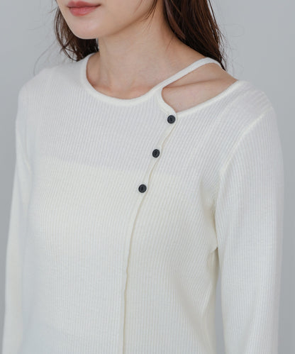 ショルダースリットニットトップス