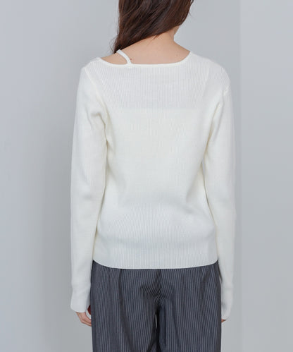 ショルダースリットニットトップス