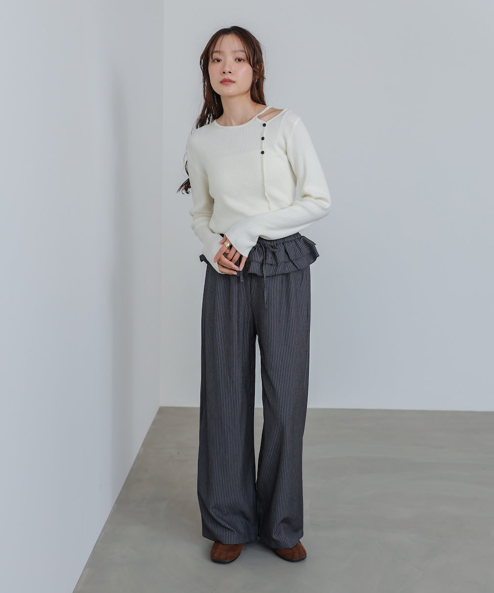 ショルダースリットニットトップス