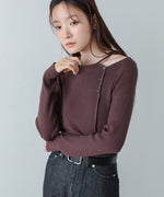 ショルダースリットニットトップス