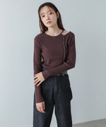 ショルダースリットニットトップス