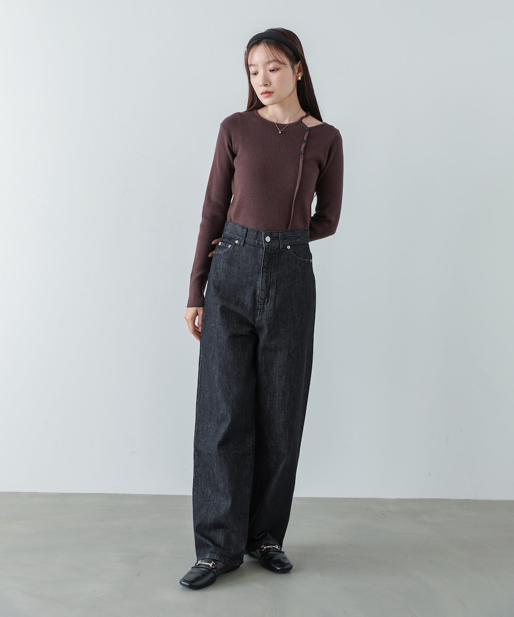 ショルダースリットニットトップス