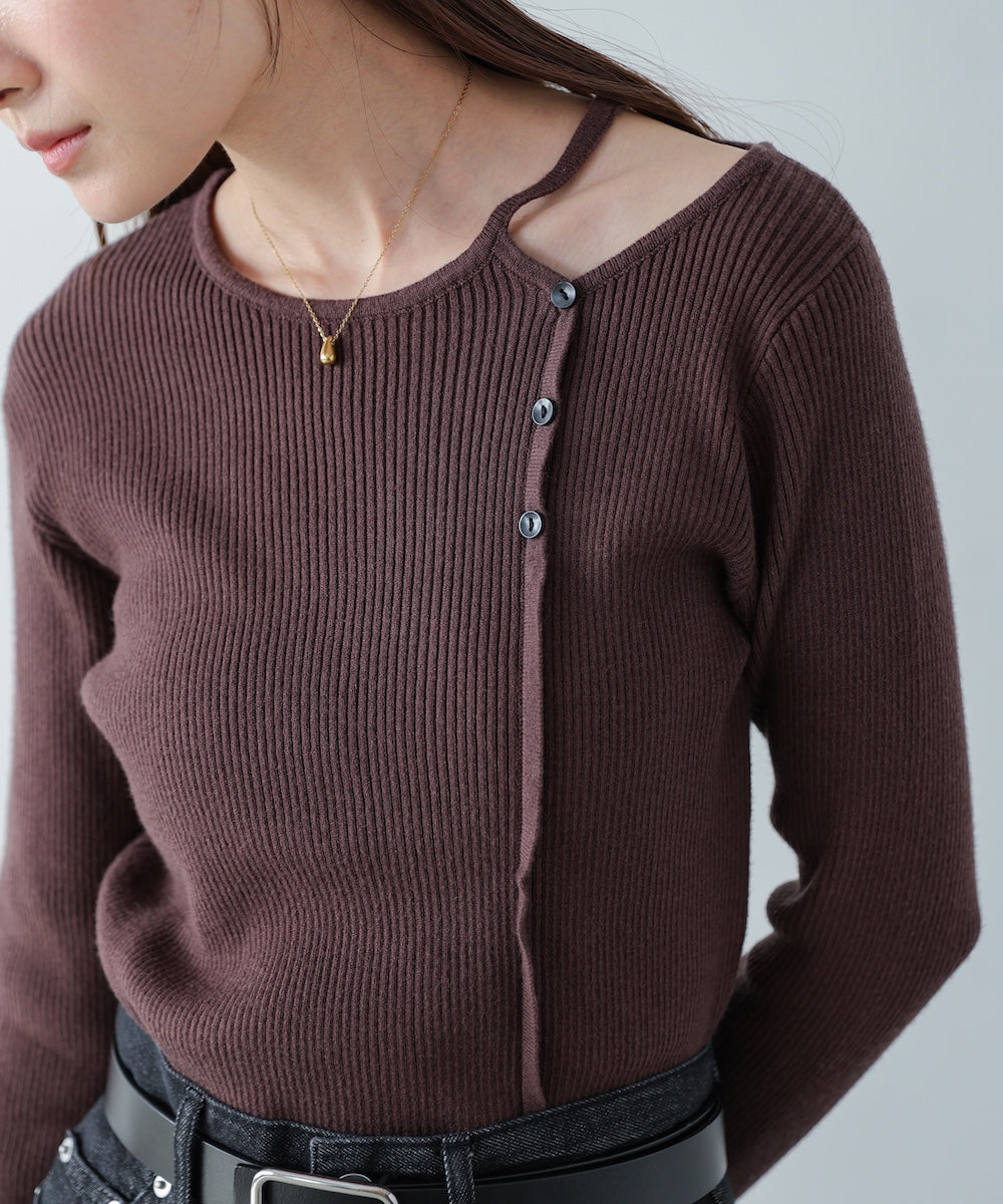 ショルダースリットニットトップス