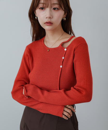 ショルダースリットニットトップス