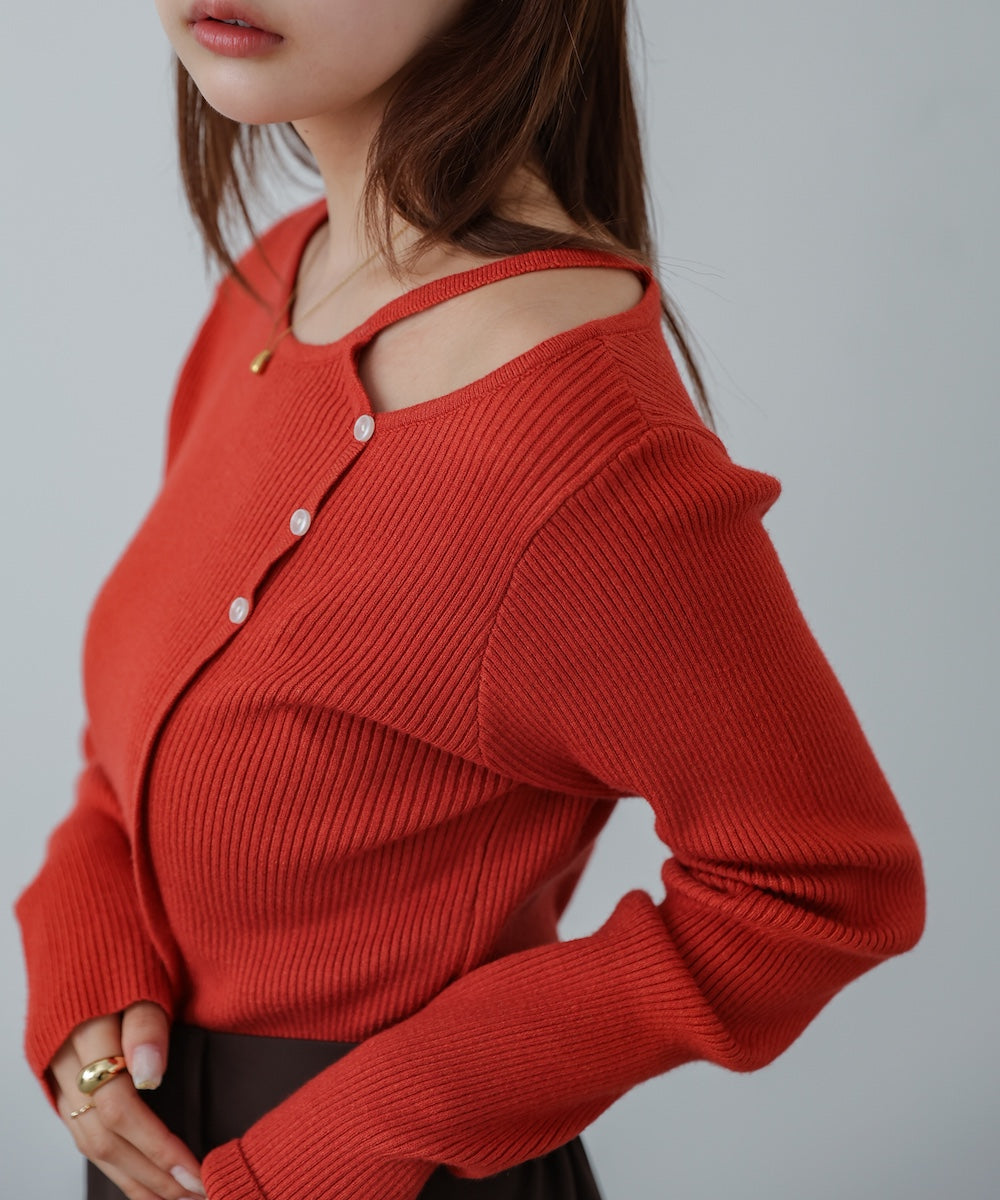 ショルダースリットニットトップス